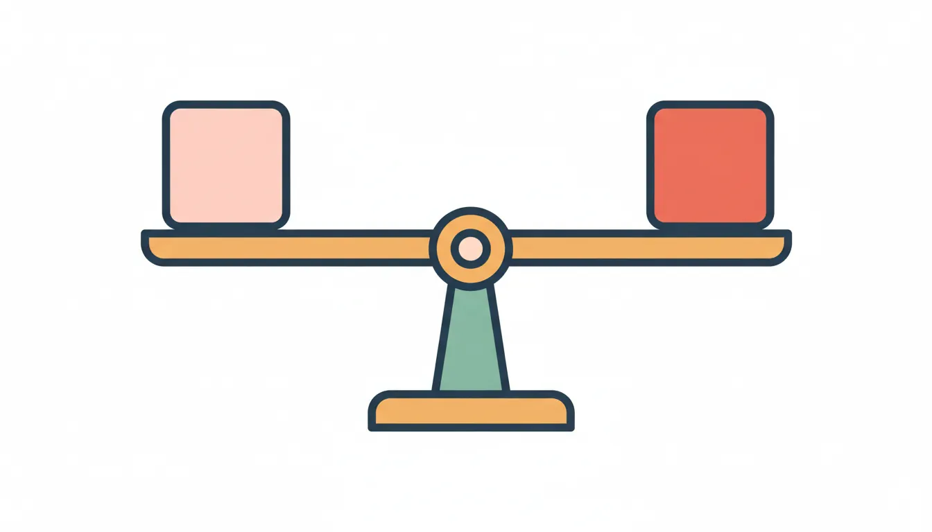 Balance scale with two equal objects showing as...as equality concept