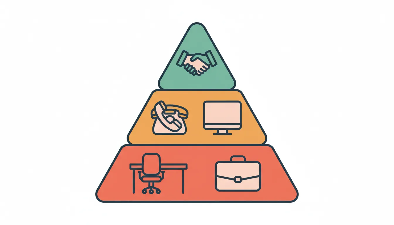 A pyramid building showing business vocabulary layers