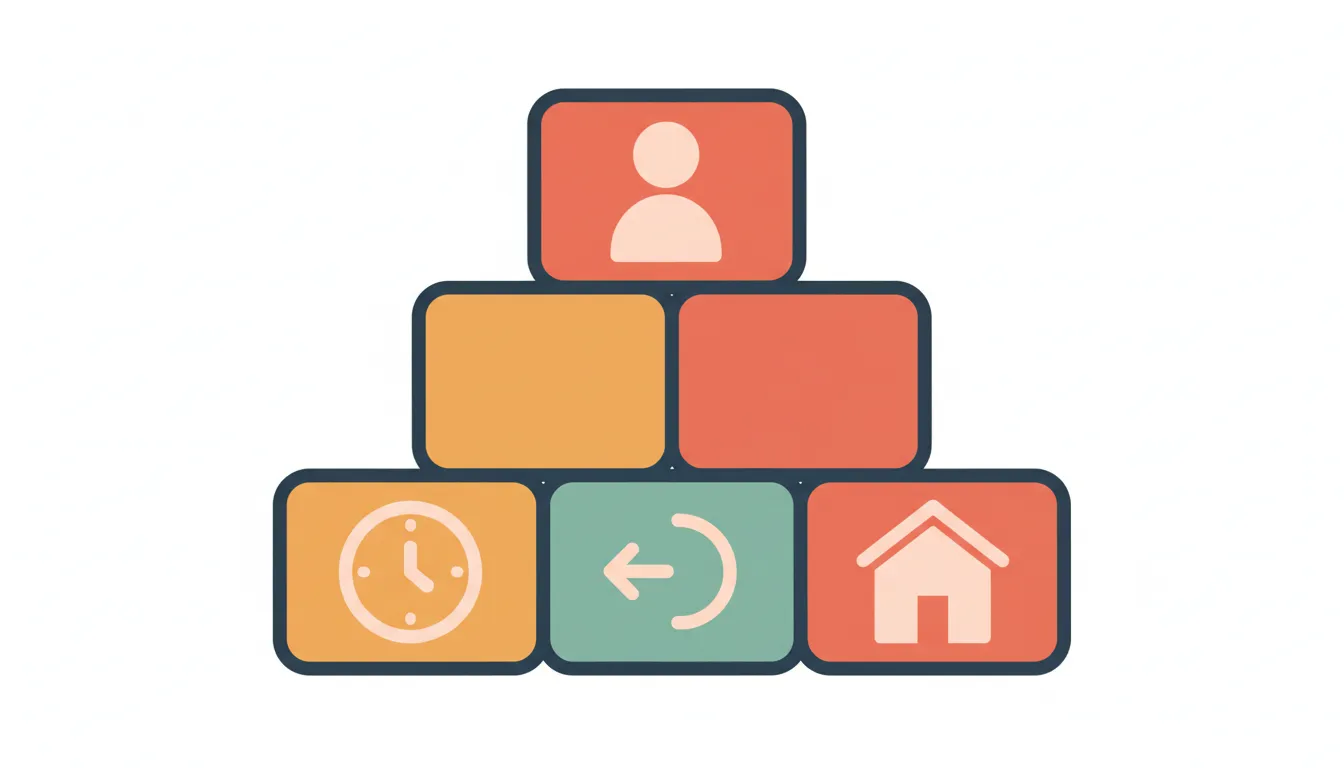 Essential A1 grammar building blocks stacked in pyramid formation