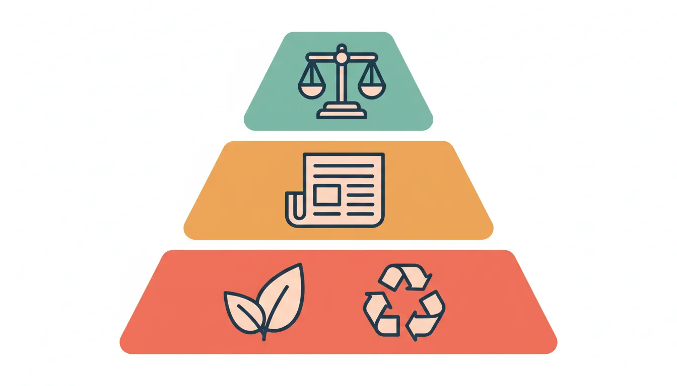 Stepped levels showing environmental, media, and social justice topics