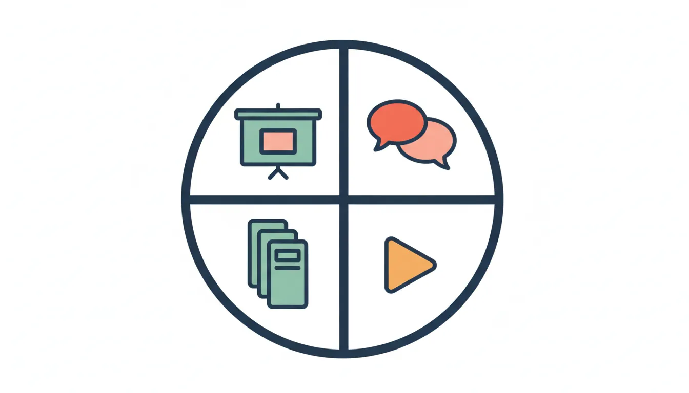 Clock showing lesson stages with activity icons