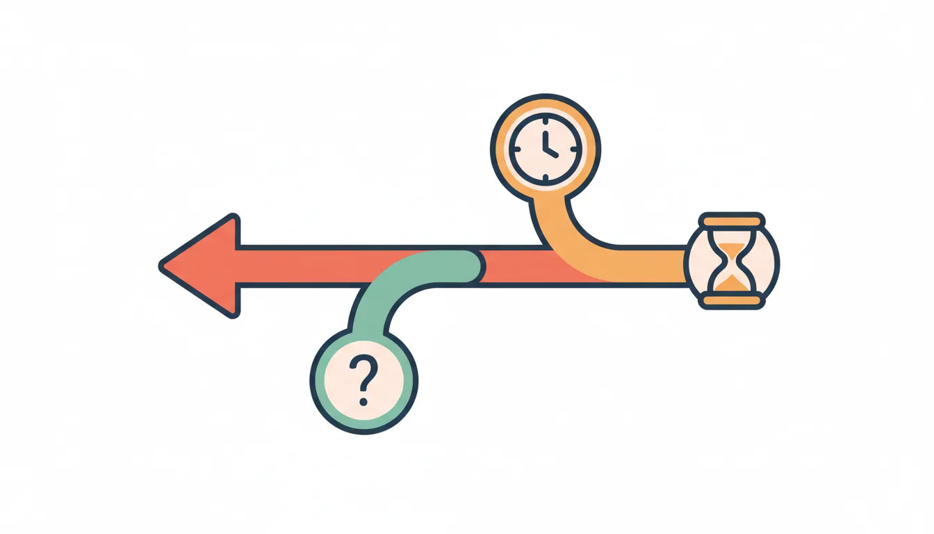 Regret structures with timeline showing past decisions and alternative paths