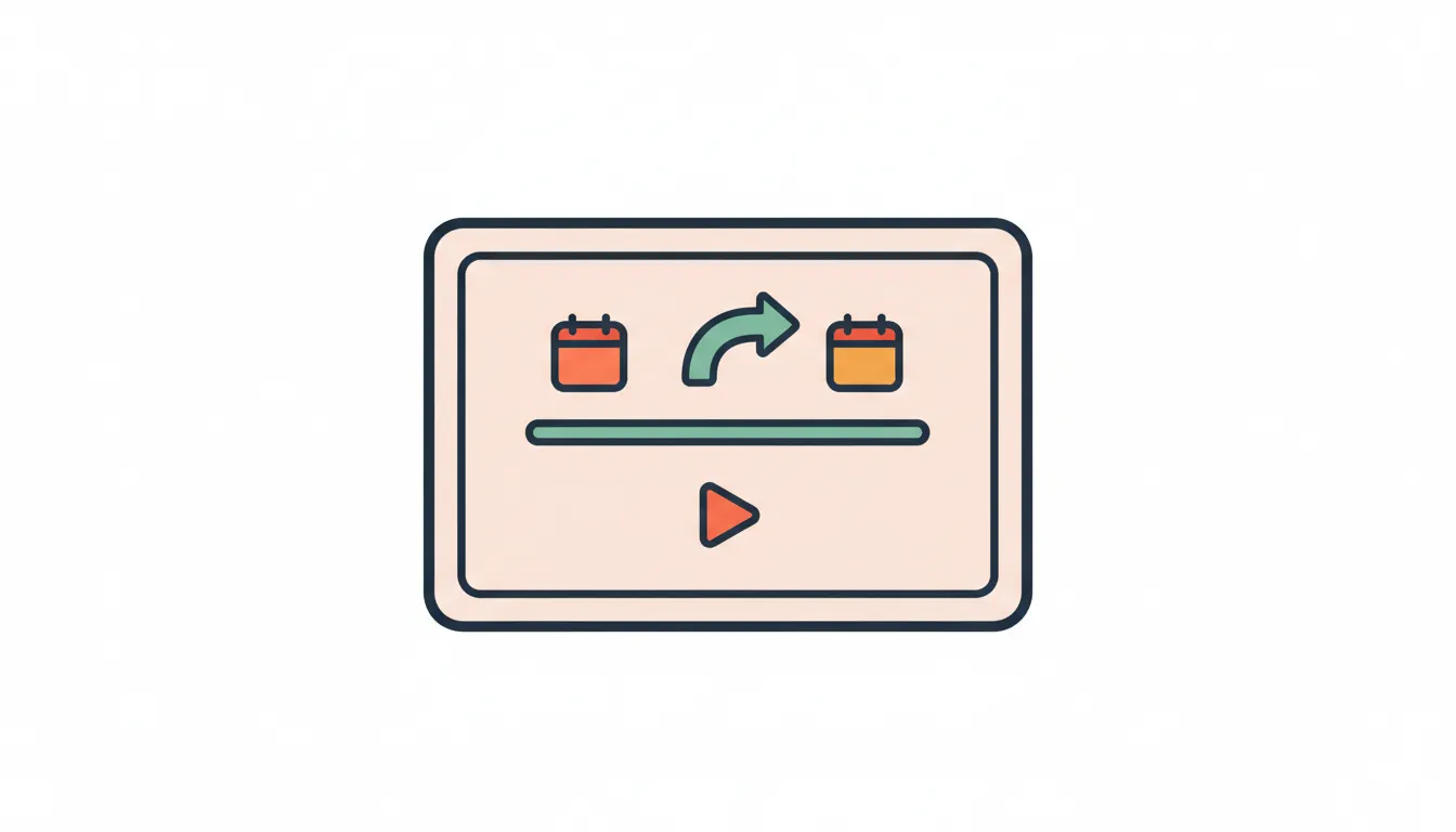 Video timeline showing split moments between past decisions and present reflections with regret arrows