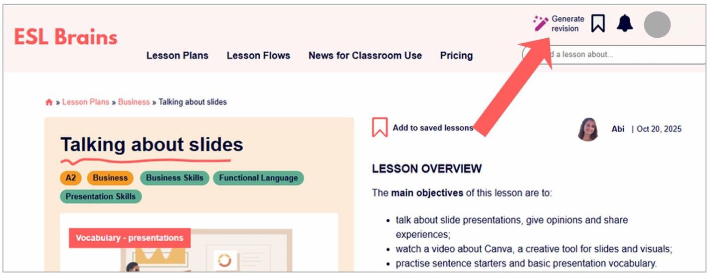 Introducing: Revision Tasks Generator! - ESL Brains